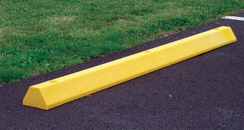 Image of a Durable plastic parking block for parking lots.
