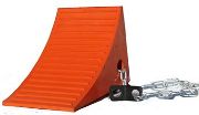 Picture of WHEEL CHOCK 8 1/4" X 11 3/8" X 7 5/8" URETHANE ORANGE W/10" CHAIN